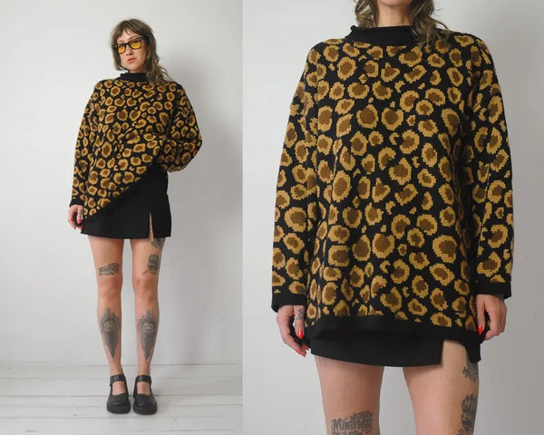Roll Neck Leopard Sweater