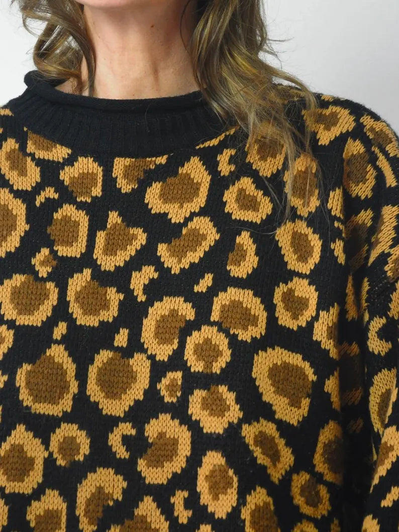 Roll Neck Leopard Sweater