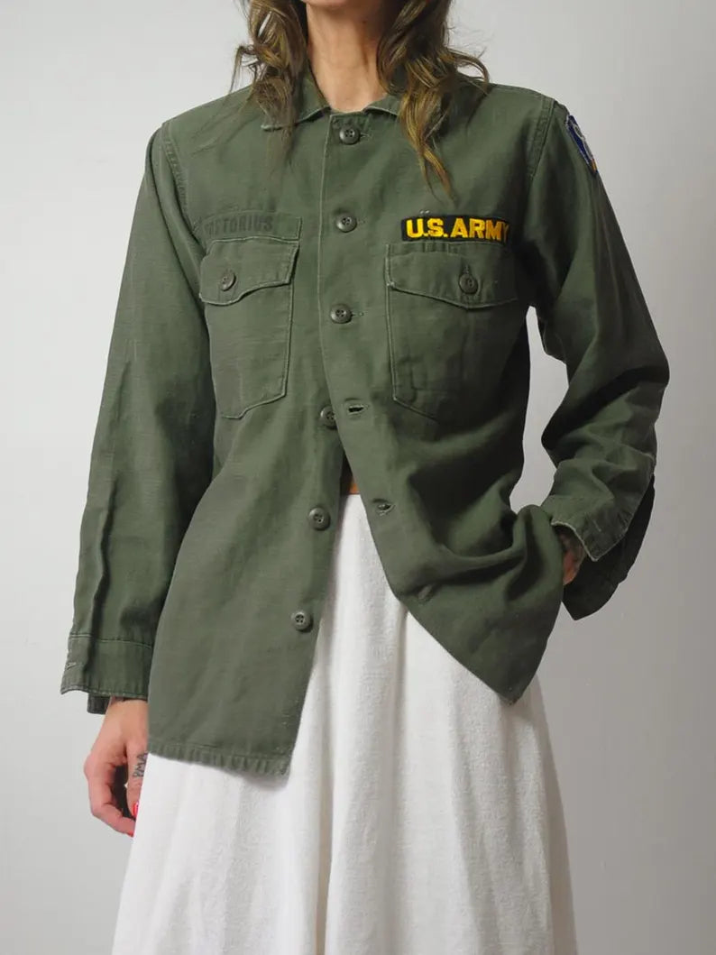 1970's OG-107 Patched Military Shirt