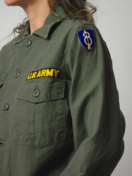 1970's OG-107 Patched Military Shirt