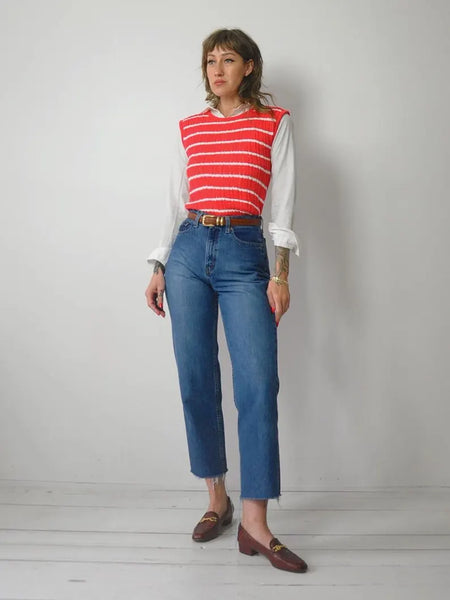 Striped Linen Crochet Vest