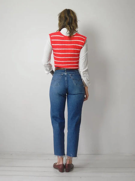 Striped Linen Crochet Vest
