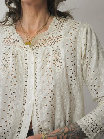 Edwardian Eyelet Crochet Blouse