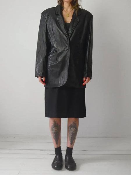 1990's Soft Black Leather Blazer