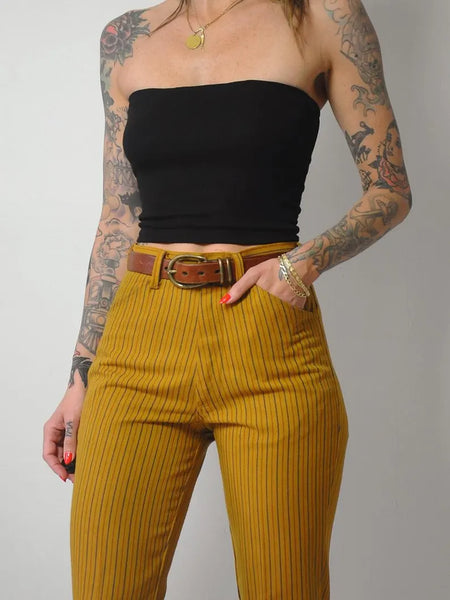 1970's Gold Striped Flared Pants