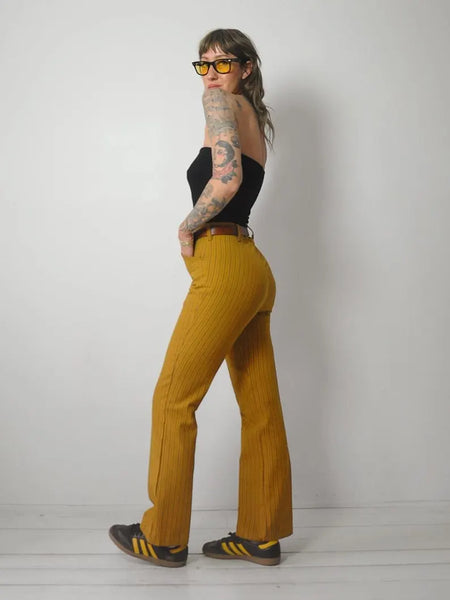 1970's Gold Striped Flared Pants