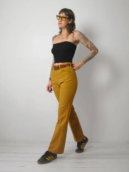 1970's Gold Striped Flared Pants