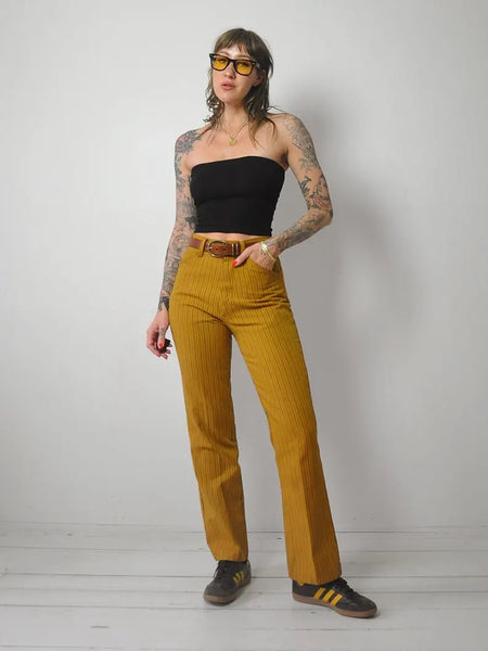 1970's Gold Striped Flared Pants
