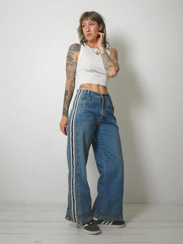 90's Wide Leg Snap Side Jeans 29x30