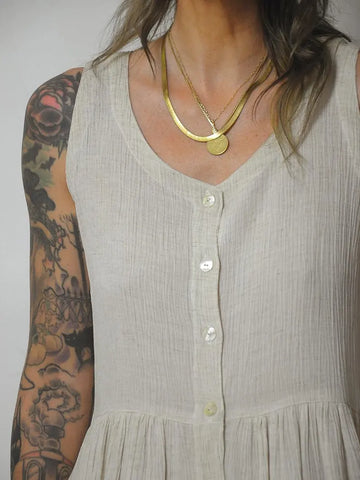 1990's Oatmeal Minimalist Pocket Dress