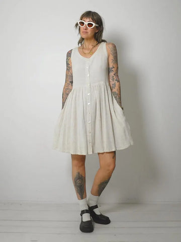 1990's Oatmeal Minimalist Pocket Dress