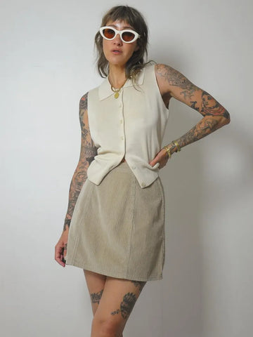 Ivory Silk Knit Sweater Vest