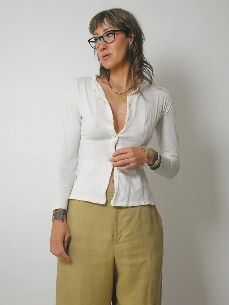 1950's Scalloped Neck Thermal Shirt