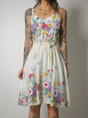 1980s Floral Print Sundress