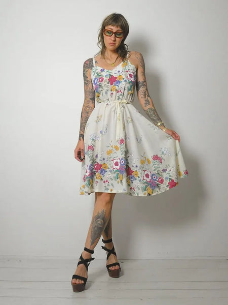 1980s Floral Print Sundress