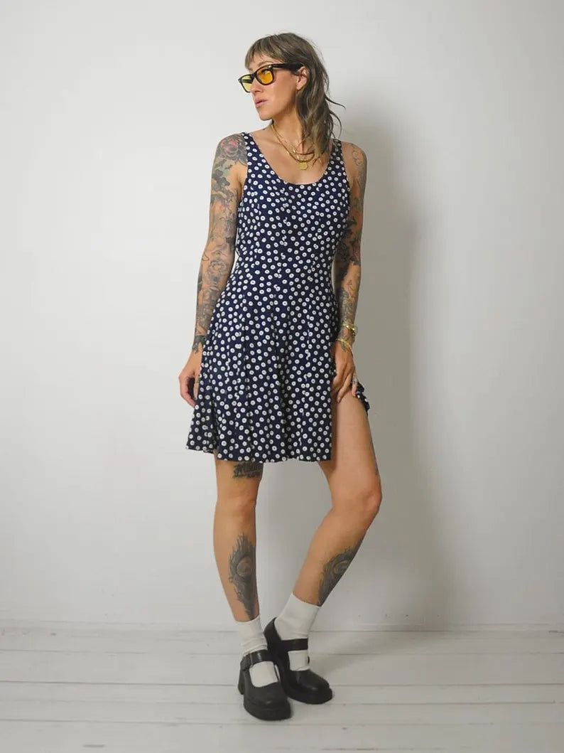 90's Navy Poka Dot Sundress