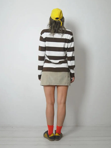 70's Brown Rugby Stripe Polo Shirt