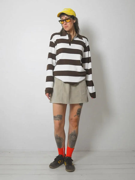 70's Brown Rugby Stripe Polo Shirt
