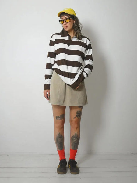 70's Brown Rugby Stripe Polo Shirt