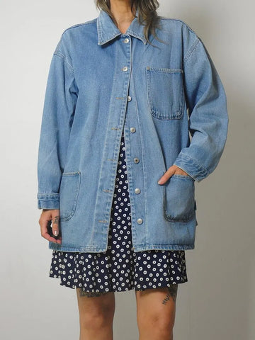 90's Faded Denim Chore Coat