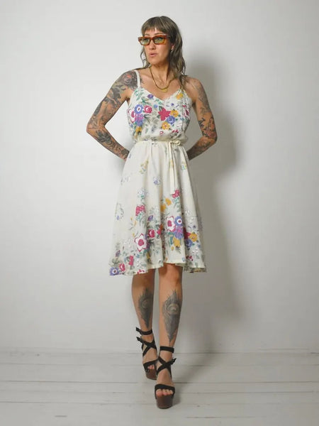 1980s Floral Print Sundress