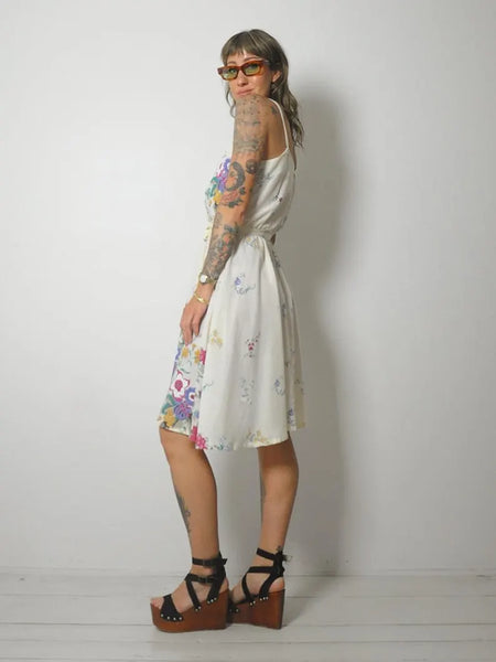 1980s Floral Print Sundress
