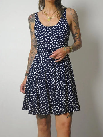 90's Navy Poka Dot Sundress