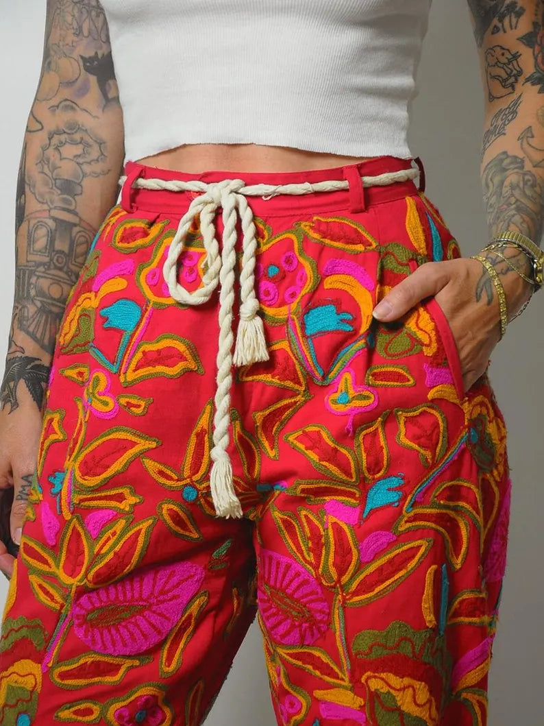 1960's/70's Embroidered Floral Pants