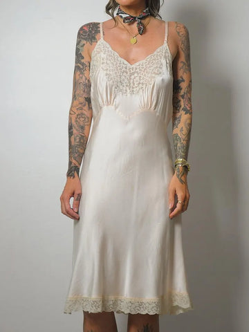 1920's Silk & Lace Bias Slip