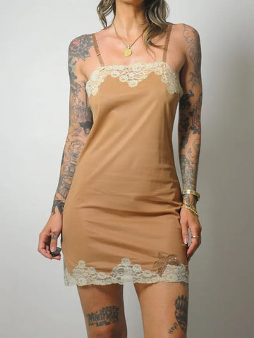 1970's Tan Lace Mini Slip