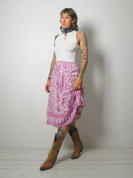 1970's India Cotton Batik Skirt