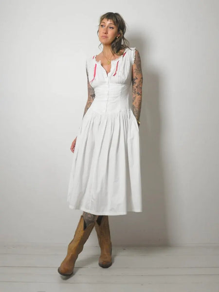 1970's White Corset Pocket Dress