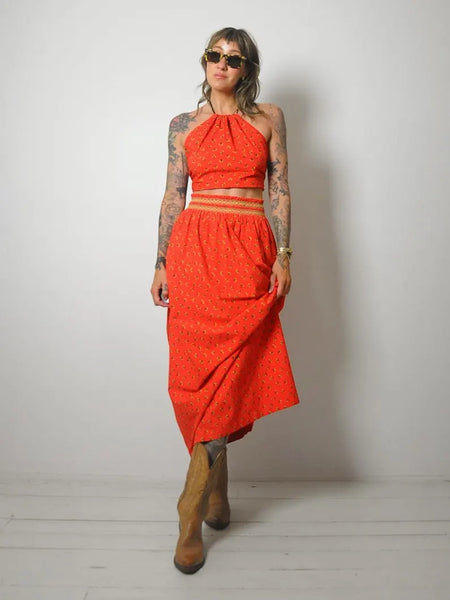 1970's Halter 2 Piece Skirt Set