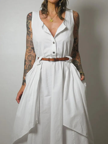 1980's White Pocket Sundress