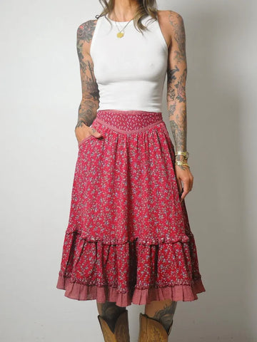 1970's Gunne Sax Calico Floral Skirt