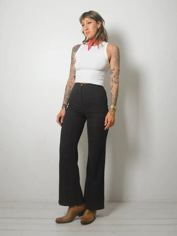 1970's Black Wide-Leg Pants