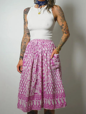 1970's India Cotton Batik Skirt