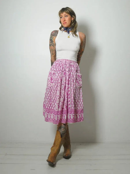 1970's India Cotton Batik Skirt