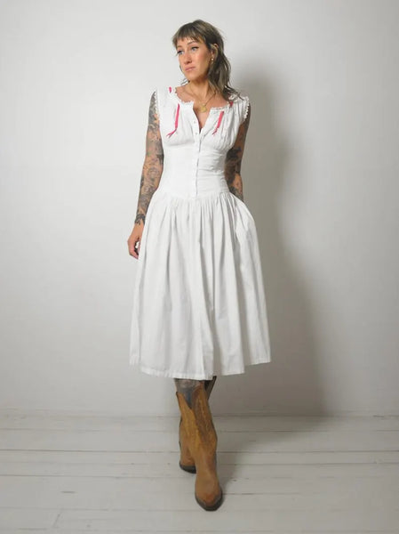 1970's White Corset Pocket Dress