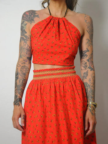1970's Halter 2 Piece Skirt Set