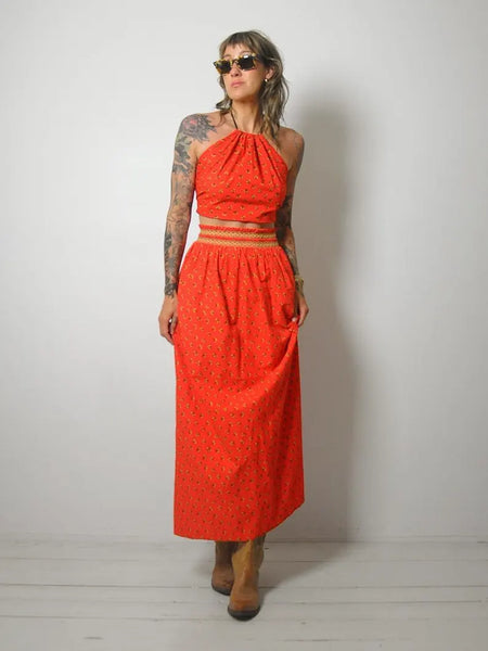 1970's Halter 2 Piece Skirt Set