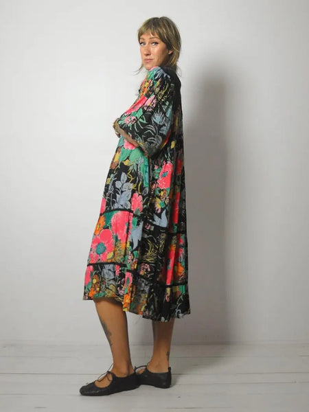 1980's Floral Gauze Tent Dress