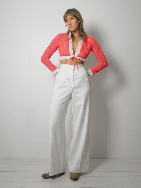 1970's Eyelet Ruffle Crop Top
