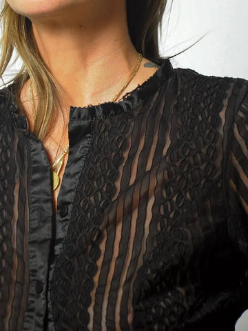 1980's Black Sheer Blouse
