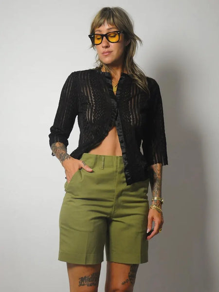 1980's Black Sheer Blouse