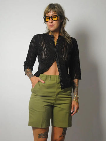 1980's Black Sheer Blouse
