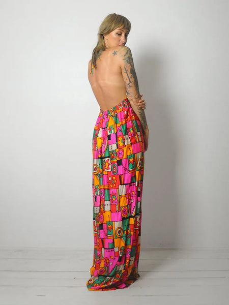 1960's Geo Mid Mod Halter Dress