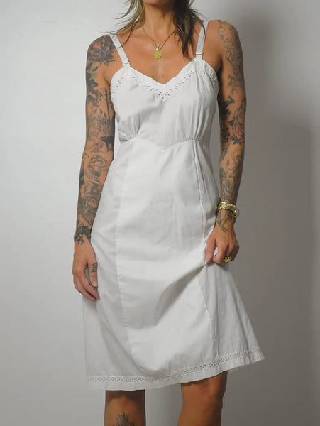 1940's White Cotton Slip Dress