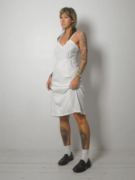 1940's White Cotton Slip Dress