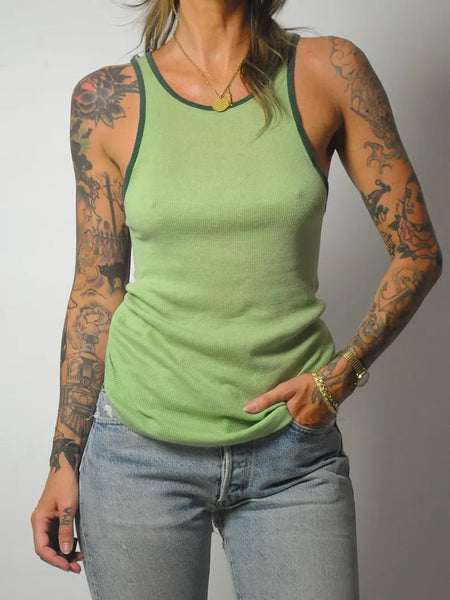1970's Green Ribbed Tank Top